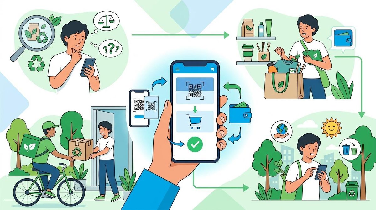 Representación visual de compras conscientes con QR